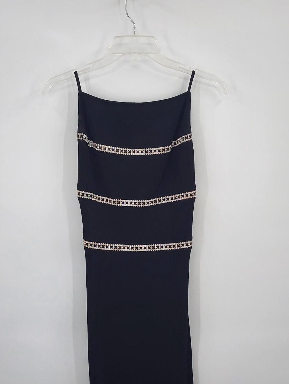 Nicole Bakti Black Maxi Dress with Beaded Stripes, Size XS - Picture 2 of 4